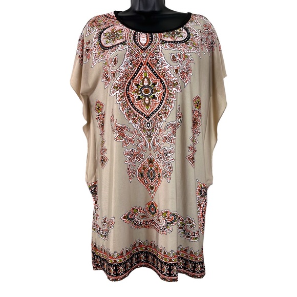 Boho Earthy Design Tan Tunic Size S/M - Picture 2 of 7